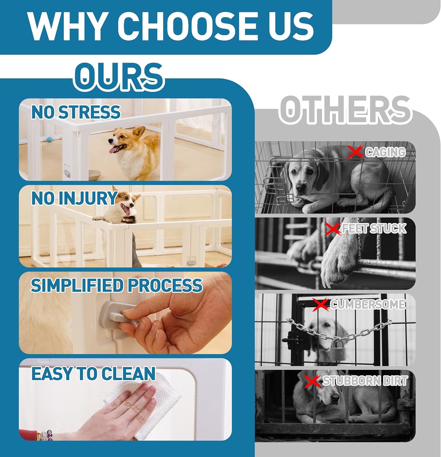 Citylife Dog Playpen with Door Clear Pet Playpen for Indoor Outdoor Easy to Install and Remove Puppy Playpen for Dogs, Cats, Bunnies, Pigs, 12 Panels