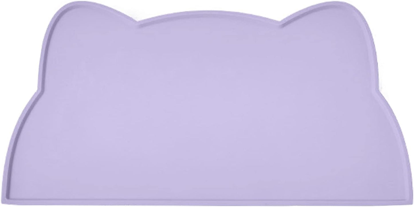 Cat Food Mat, Silicone Pet Feeding Mat for Floor Non-Slip Waterproof Dog Water Bowl Tray Cushion (17" x 10", Periwinkle Blue)