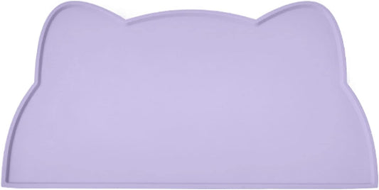 Cat Food Mat, Silicone Pet Feeding Mat for Floor Non-Slip Waterproof Dog Water Bowl Tray Cushion (17" x 10", Periwinkle Blue)