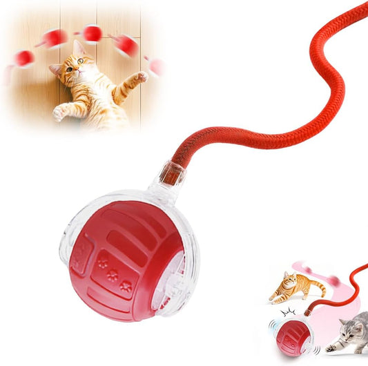 2026 New Interactive Pet Toy Ball, Smart Interactive Toy Ball for Cats & Dogs, Electric Rolling Pet Toy Ball, Rechargeable Interactive Cat Toys for Bored Indoor Cats Kittens to Keep Busy (Red)