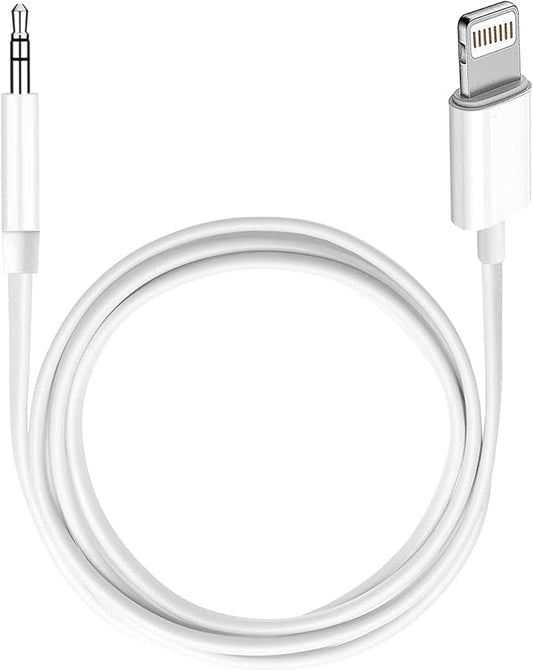 (Apple MFi Certified) iPhone AUX Cord,Lightning to 1/8 Inch Audio Cable,3.3ft, Headphone Jack Adapter Male Aux Stereo Audio Cable Compatible for iPhone 14/13/12/11/XR/X/8/7 (White)
