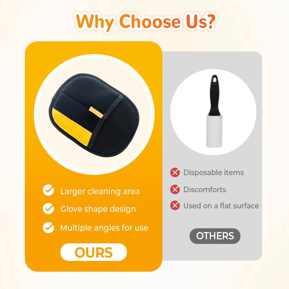 2025 Upgrade Pet Hair Remover Gloves, Reusable Cat Dog Grooming Gloves Pet Hair Remover Electrostatic Gloves, Premium Efficient Pet Hands on for Dogs, Cats & Horses with Long and Short Hair Fur (2)