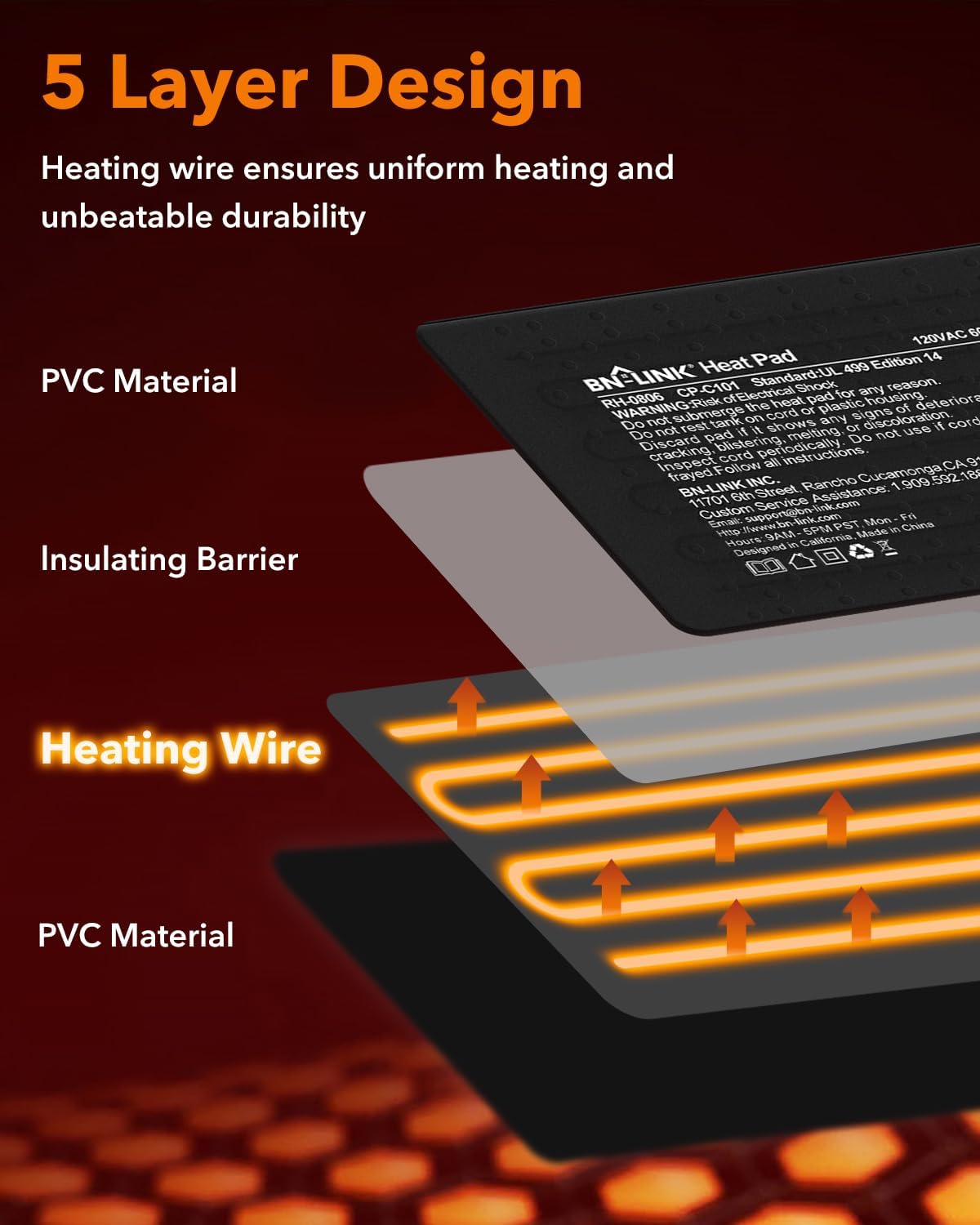 BN-LINK Reptile Heat Pad 6"X8" 8W for 10-20gal Under Tank Terrarium Heating Mat Waterproof for Turtle, Lizard, Frogs, Snake, Hermit Crab