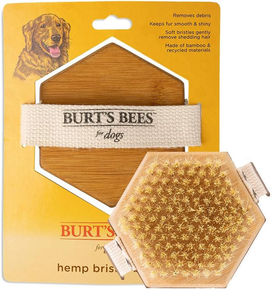 Burt's Bees for Pets Palm Brush with Hemp Bristles Best Ergonomic Dog Brush To Groom Large Dogs Easy to Hold Dog Brush Handle Reduces Stress On Your Wrist Ideal for Daily Grooming (Pack of 1)
