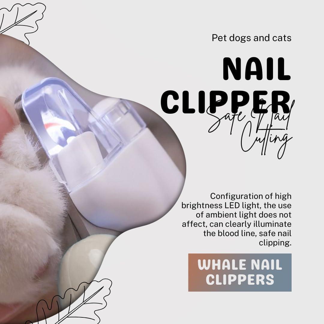 Cat Nail Clippers, Whale Shape Precision Trimming Tool, Ergonomic Non-Slip Handle, Safety Guard, Compact & Easy to Clean (Coffee)
