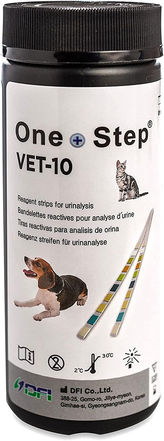 One Step Pet Urine Testing Strips, 100 x Urinalysis Parameter Tests for Dogs, Cats & Animals, Pet Test Glucose Strips, Accurate Testing for Vets, Detects UTI, Bladder, Kidney, Liver, SG, pH