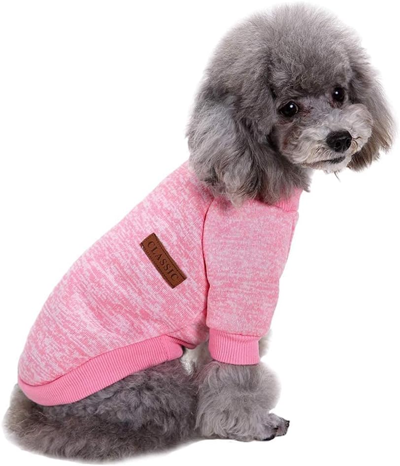 Jecikelon Dog Clothes Dogs Sweater Soft Puppies Clothing Winter Puppy Sweaters Warm Outfit for Dogs Small XXS XS Cat Apparel (Pink, M)