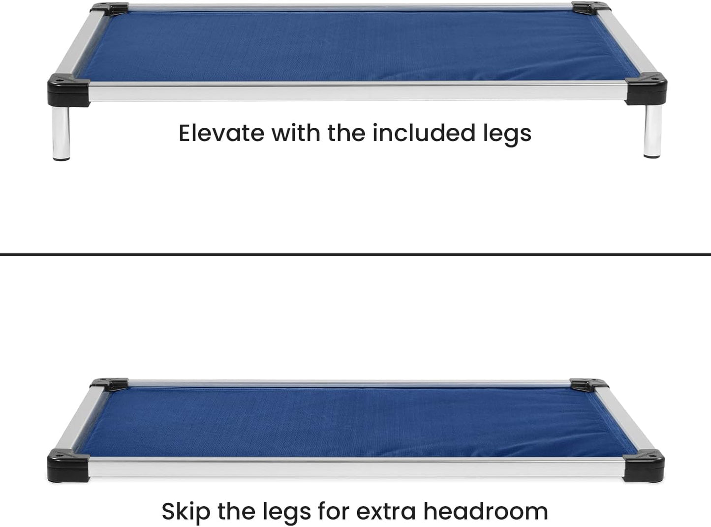 K9 Ballistics Chew Proof Armored Padded Dog Crate Bed, Virtually Indestructible, Legs Included (Blue Quartz, Large (41" L x 27" W x 5" H))