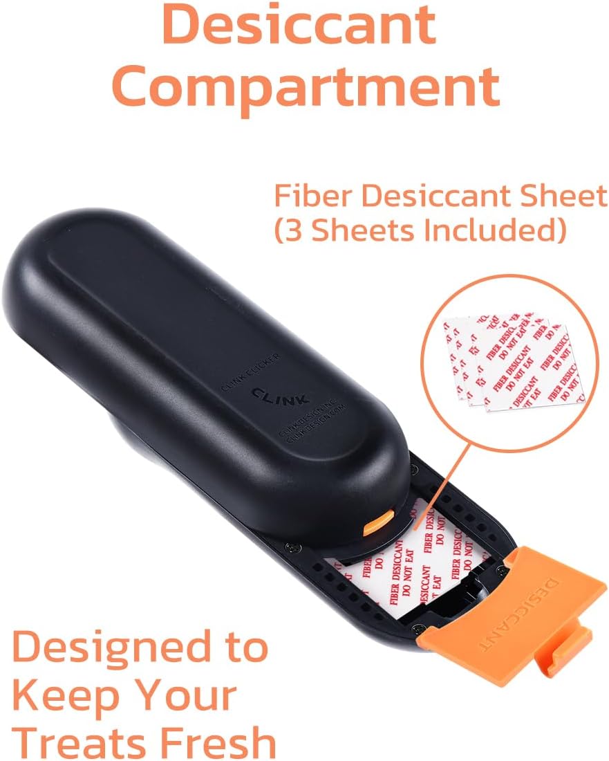 Clink Design Clicker Dog Trainer & Dog Treat Pouch Alternative, Puppy Essentials Dual Use 2 in 1 Dog Clicker for Training - Durable, Light (2.36 oz), Easy to Clean & Handle, Innovative Design, Black