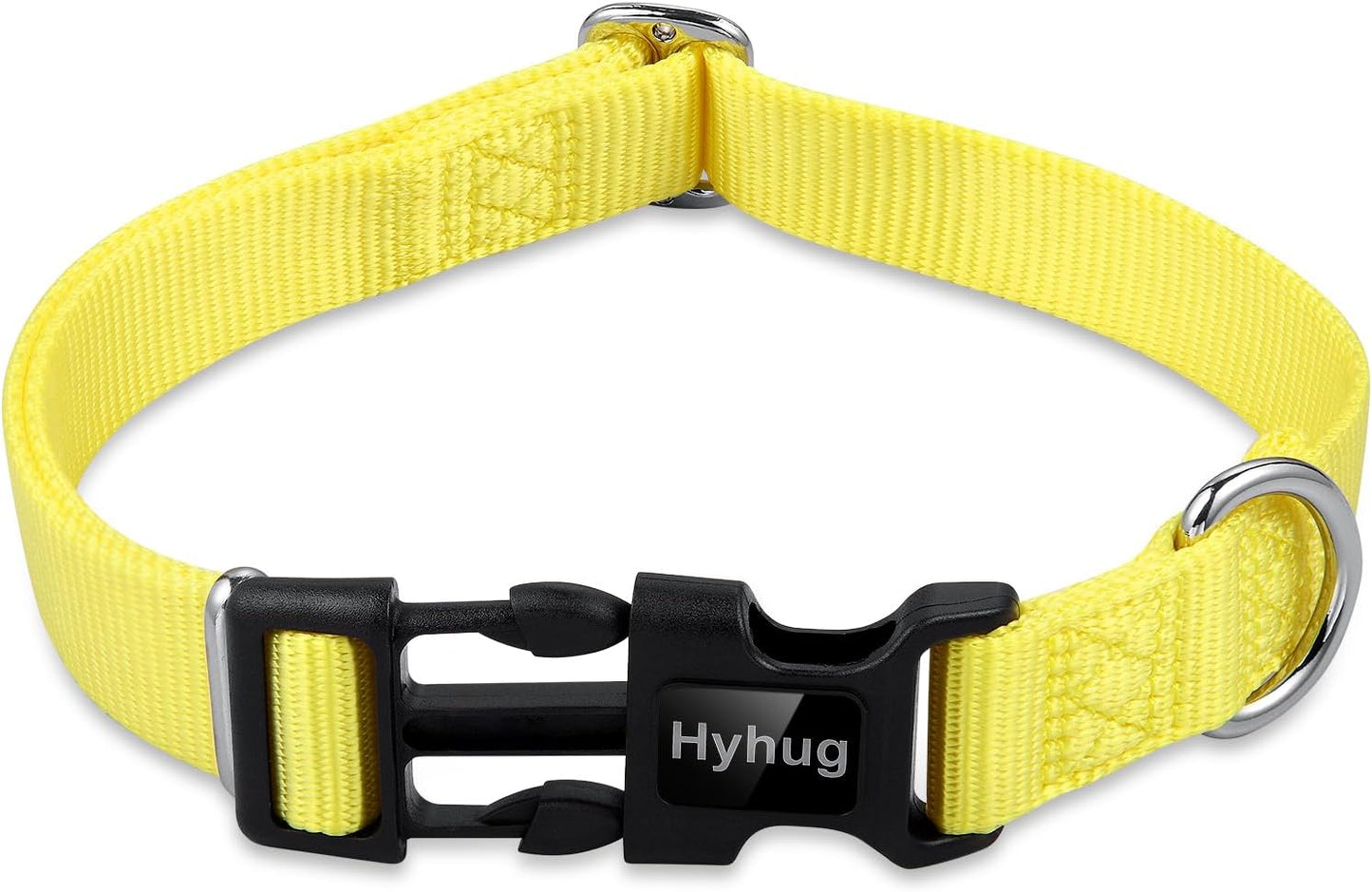 Hyhug Pets Solid Color Classic Regular Heavy Duty Basic Collar for Medium Breed Dogs Daily Use Walking,Jogging,Professional Training. (Medium, Illuminating Yellow)