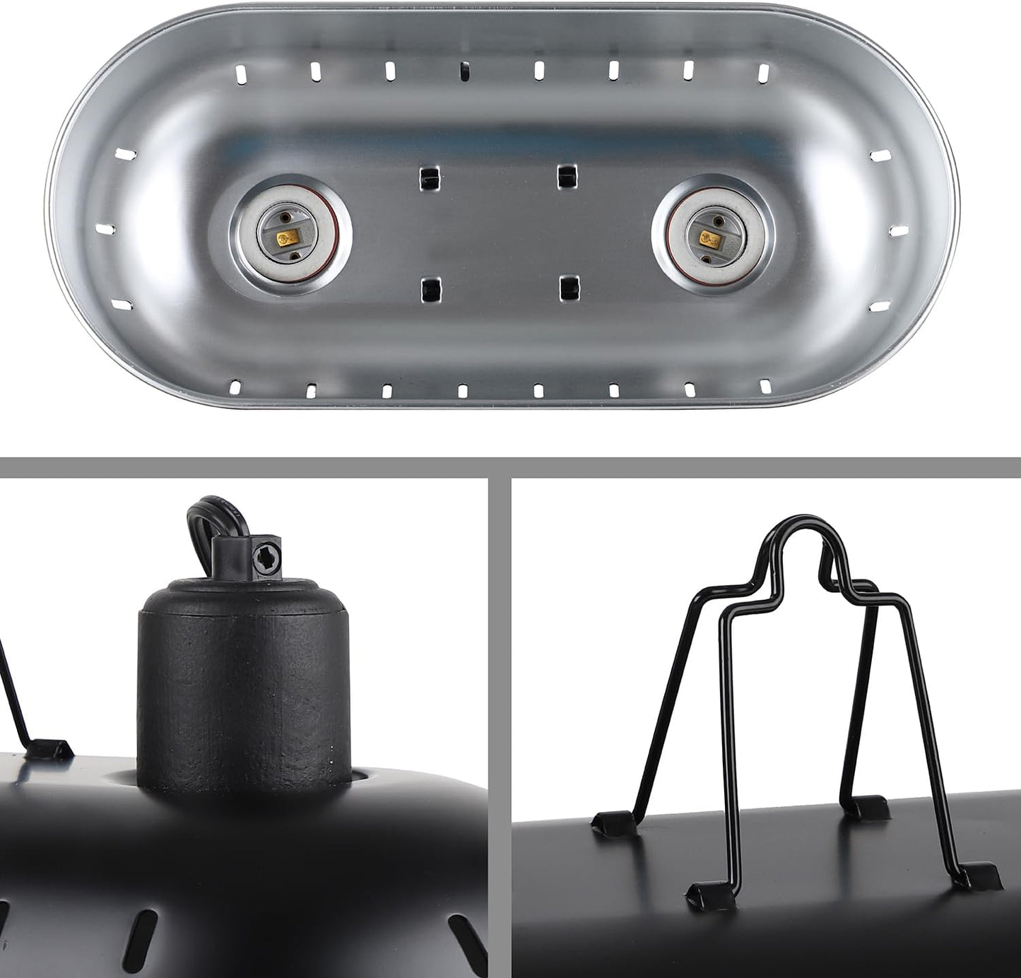 15inch Dual Reptile Light Fixture, Max 150W Dual Reptile Heat Lamp Fixture with 100W Basking Spot Lamp Bulb and 26W UVB Heat Bulb for Bearded Dragon Terrarium and Tortoise Habitat