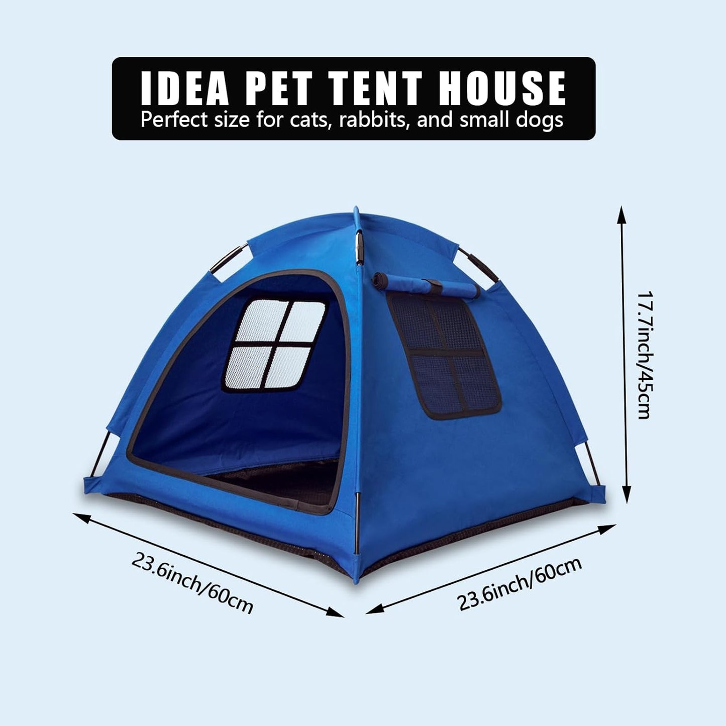 Blue Cat Tent House、Cat's Nest, Portable Indoor/Outdoor Pet Tent House for Cats, Puppies and Other Small Animals