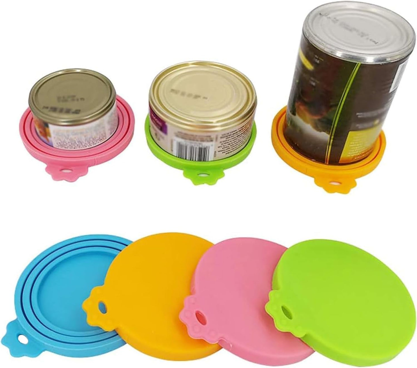 Can Lids/Universal BPA Free Silicone Pet Can Cover Lids for Dog and Cat Food/One Can Cap Fit Most Standard Size Canned Dog Cat Food（4 Pack）