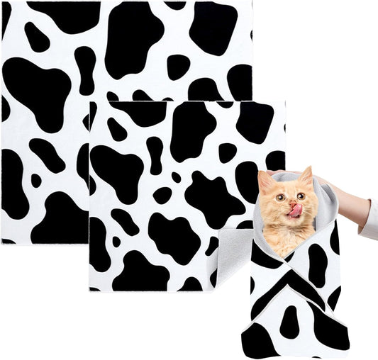 Cat Grooming Wrap, 2pcs [L+XL] Cat Restraint Wrap for Nail Clipping, Ear Cleaning, and Teeth Brushing, Self-Adherent, Anti-Bite, Anti-Scratch, Anti Scratch, Cow White