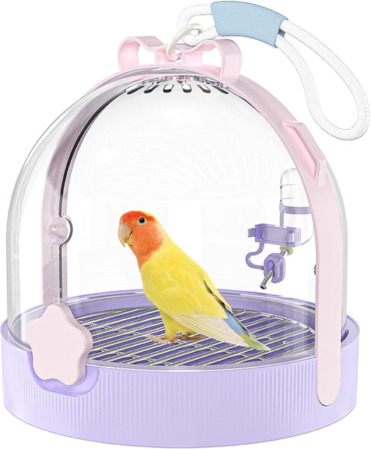 Birdcages,Carriers,Small Bird Travel Cage Carrier, Bird Carry Transport Bag,Small Animal Carrier,Travel Carry-Out Cage with Water Bottle (Purple)