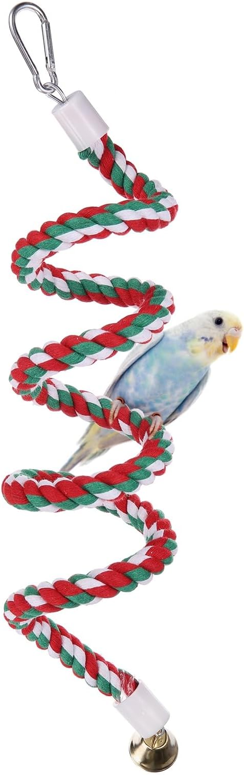 Bird Rope Perch Swing, Rope Perch Standing Pole Accessory Climbing Swing Paw Grinding 39 Inch, (Colorful) Intended for Parrot/Parakeet/Budgies/Cockatiels/Lovebirds