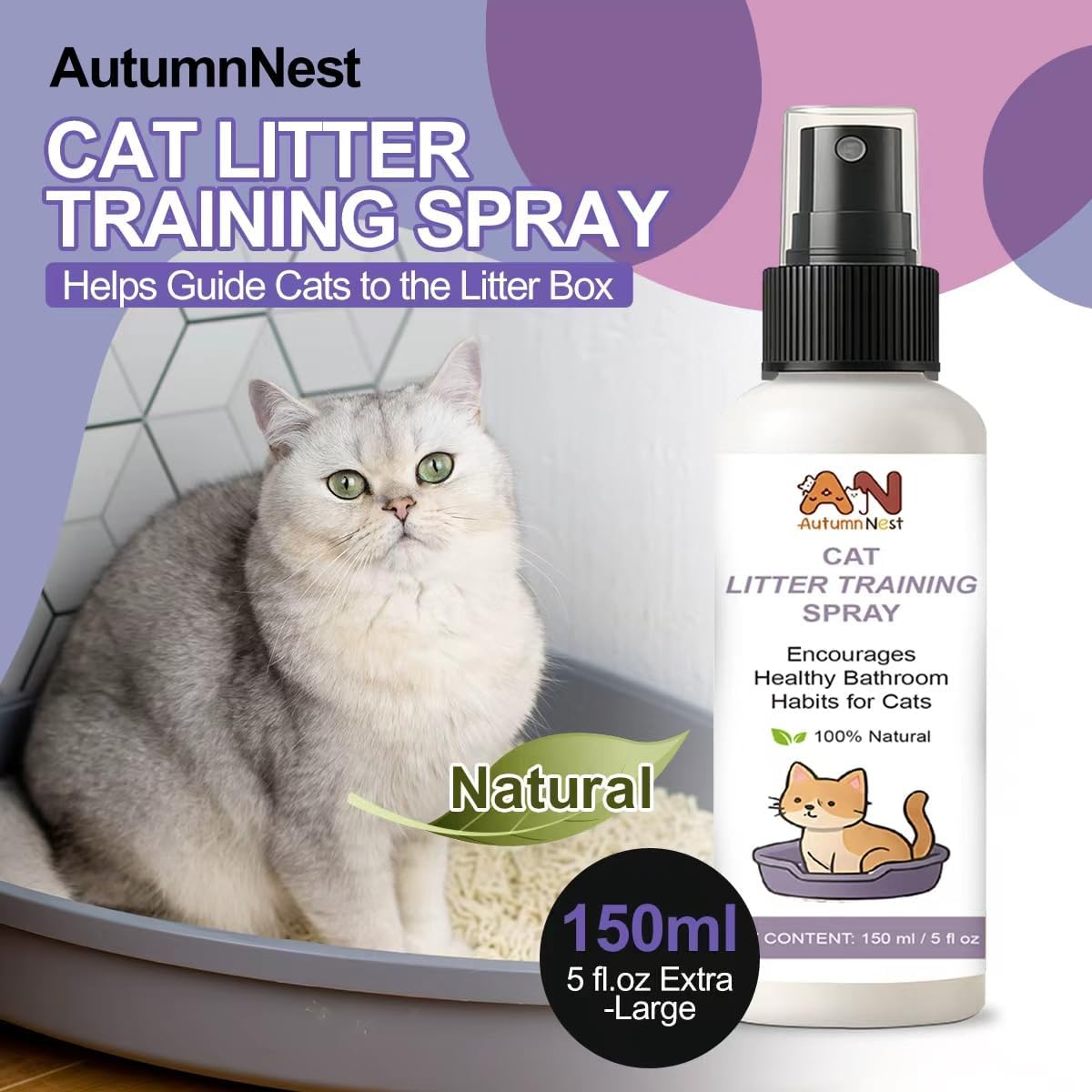 Cat Litter Training Spray – 150ml Natural Attractant for Cats & Kittens – Helps Guide Proper Litter Box Use – Indoor Toilet Training Aid