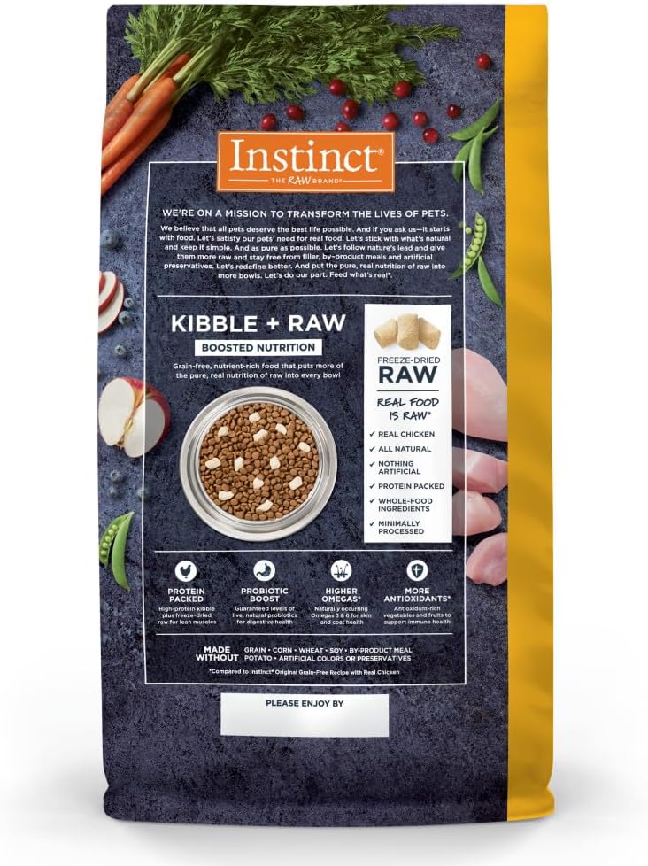 Instinct Raw Boost, Natural Dry Cat Food with Freeze Dried Pieces, High Protein, Grain Free Recipe - Real Chicken, 5 lb. Bag