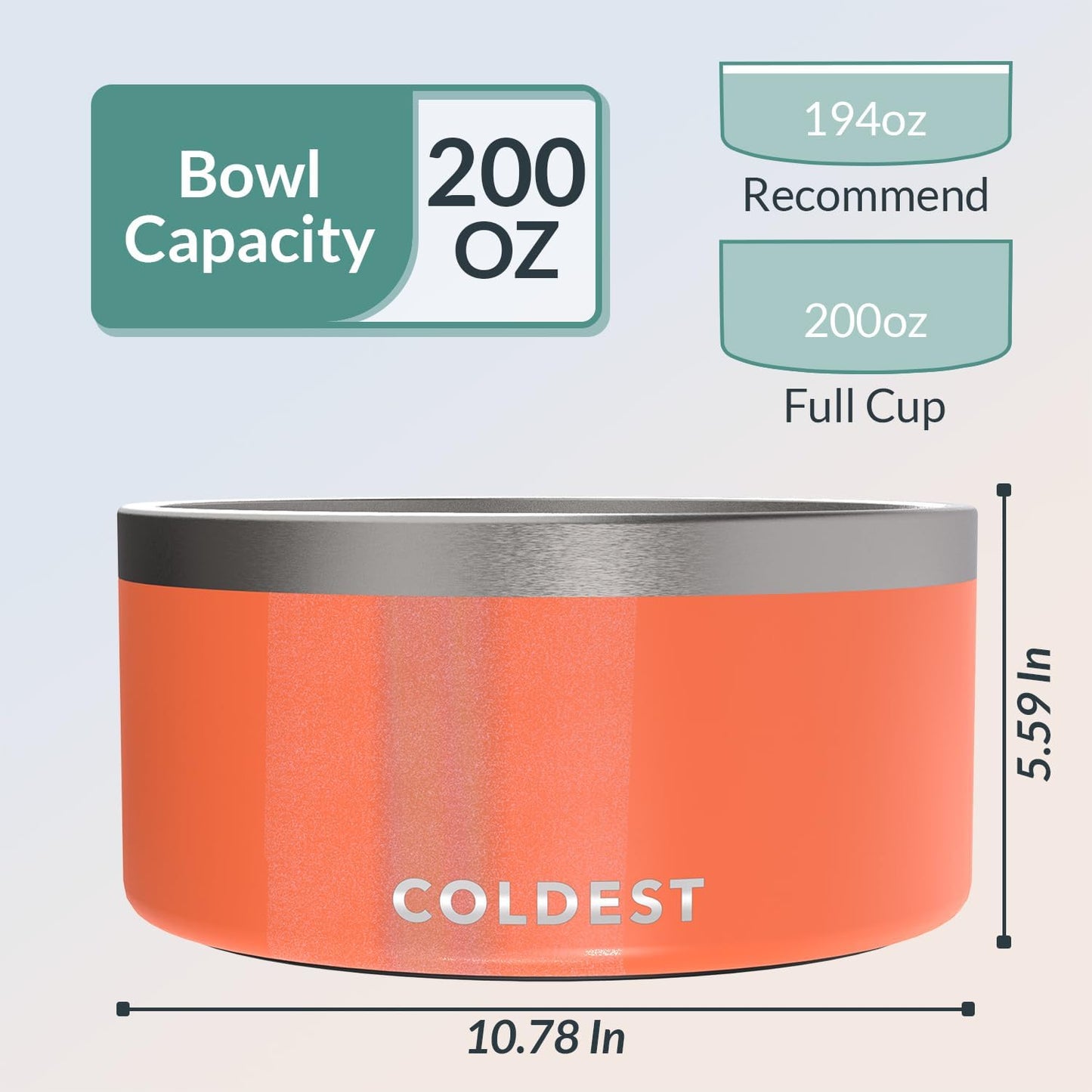 Coldest Dog Bowl - Anti Rust Metal, Non Slip, 3 Layers Insulated Stainless Steel Dog Bowls - Spill Proof & Heavy Duty - Water Bowl for Dogs, Cats & Pets, Dish Washer Safe (200 oz, Candy Red Glitter)