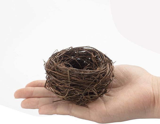 Exasinine 18 Pcs 3'' Mini Artificial Bird Nest for Crafts, Easter, Party, Wedding, Patio Garden, Succulent Planter, Moss Landscape, DIY Terrarium (3 Inches)