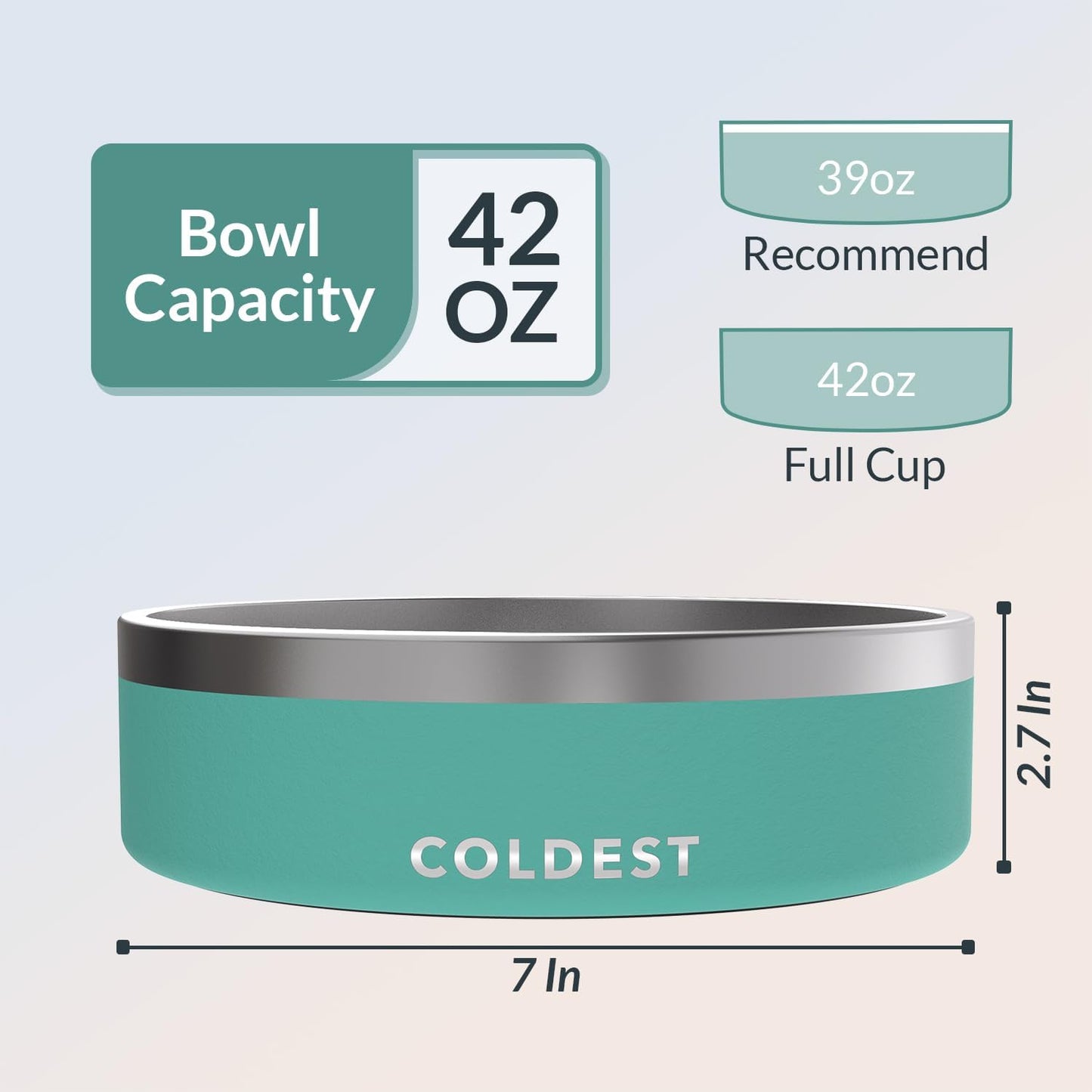 Coldest Dog Bowl - Anti Rust Metal, Non Slip, 3 Layers Insulated Stainless Steel Dog Bowls - Spill Proof & Heavy Duty - Water Bowl for Dogs, Cats & Pets, Dish Washer Safe (42 oz, Terraform Green)