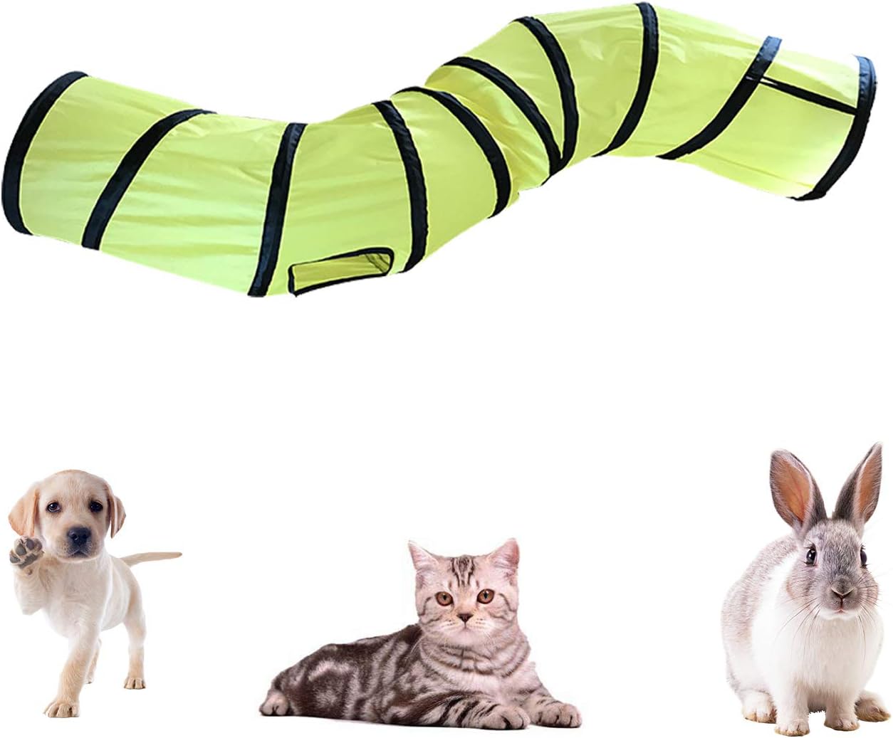 iCAGY Cat Tunnel for Indoor Cats Interactive, Rabbit Tunnel Toys, Pet Toys Play Tunnels for Cats Kittens Rabbits Puppies Crinkle Pop Up Yellow 47" Shape S