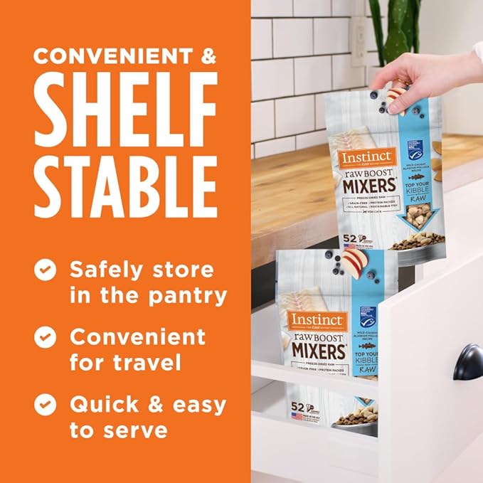 Instinct Raw Boost Mixers Freeze Dried Cat Food Topper, Grain Free - Wild-Caught Pollock, 5 oz. Bag