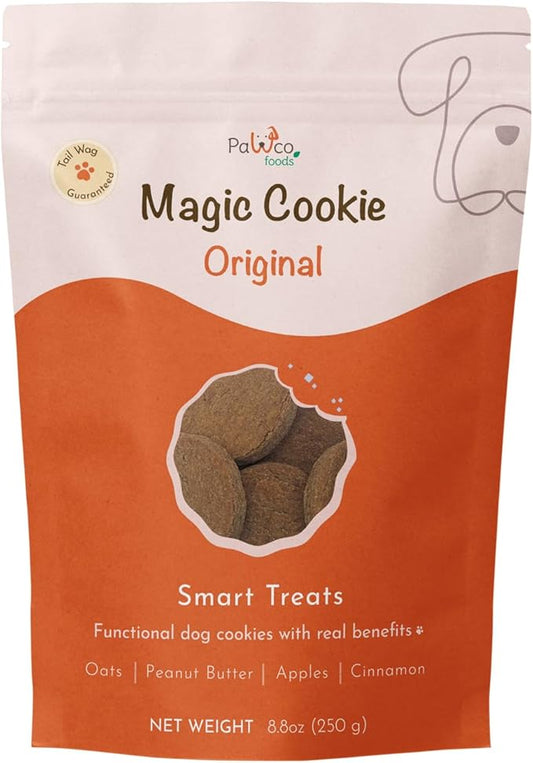 Pawco Dog Treats, Original – Supports Daily Wellness & Enjoyment – Crunchy Dog Cookies with Peanut Butter & Apple – Functional & Healthy Rewards for Dogs – Magic Cookie – 8.8oz