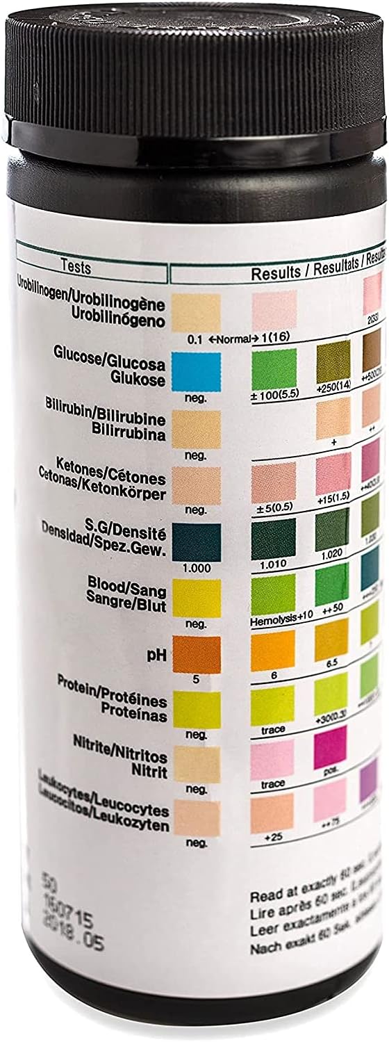 One Step Pet Urine Testing Strips, 100 x Urinalysis Parameter Tests for Dogs, Cats & Animals, Pet Test Glucose Strips, Accurate Testing for Vets, Detects UTI, Bladder, Kidney, Liver, SG, pH