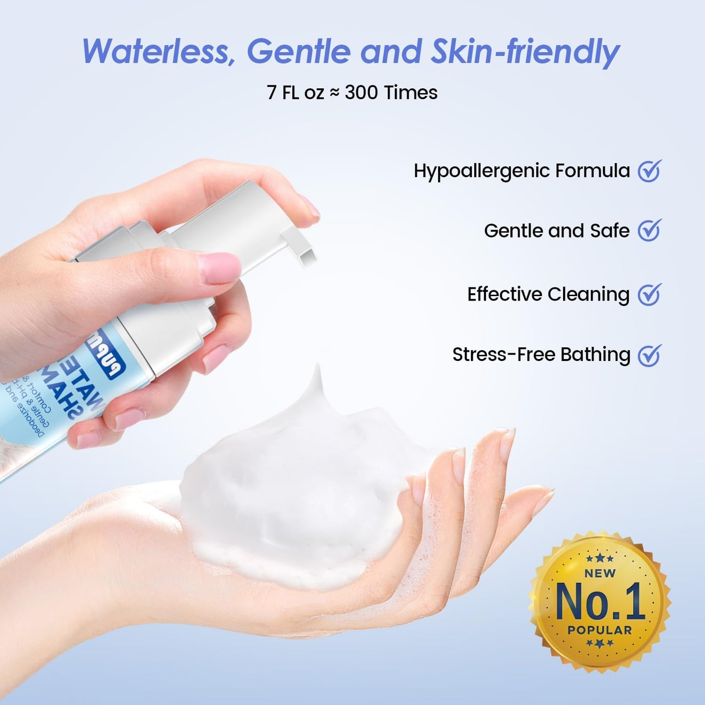 Cat Waterless Shampoo with Brush - No Rinse Formula for Quick Clean Between Baths, Hypoallergenic & Detangling, Reduce Itchy Skin Shedding, Vet-Recommended for Kittens/Senior Cats,Unscented