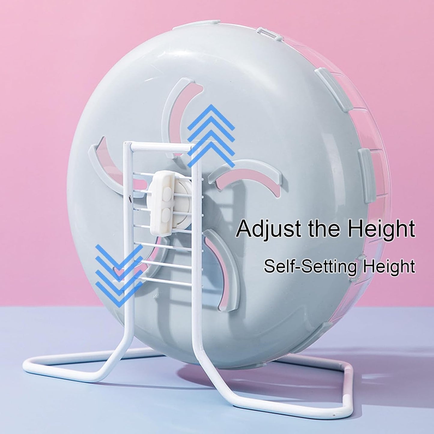 Jeeone Silent 7-Inch Hamster Wheel - Height-Adjustable Exercise Wheel Cage Accessories, Running Toys for Small Animals With Nest (Grey)