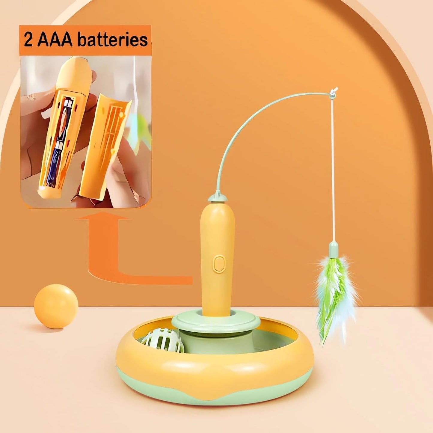 Interactive Cat Toys for Bored Indoor Cats,Automatic Cat Toy 3-in-1 Smart Teaser Wand Featuring Spinning Feather&Rolling Ball Track,Cats Dancer Toy Stimulates Hunting Instincts,Weight Control