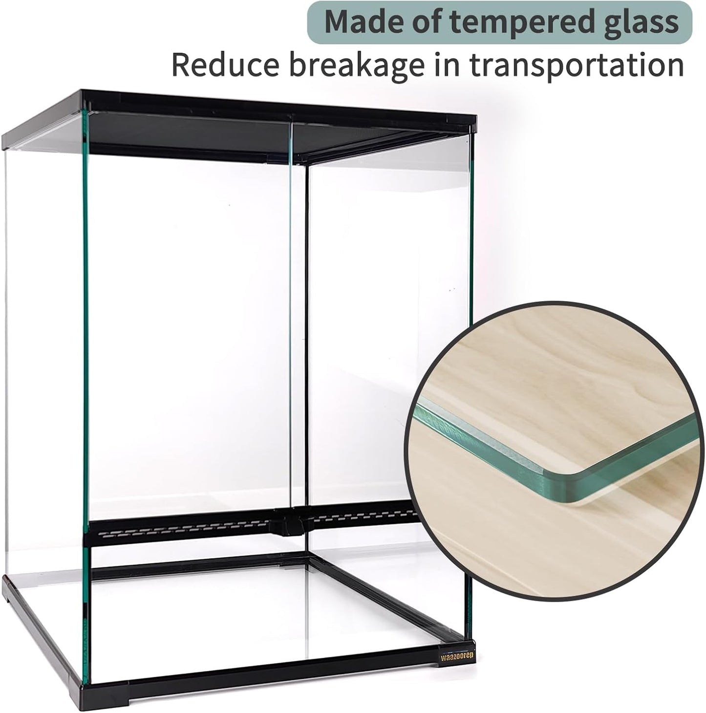 30 Gallon Tall Reptile Glass Tank Terrarium 18"x18"x24" Large Habitat Enclosure for Gecko,Lizard,Chameleon,Frog,Snake,No Install Needed and Come with Tank Background
