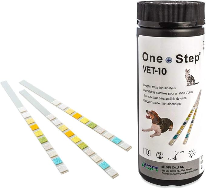 One Step Pet Urine Testing Strips, 100 x Urinalysis Parameter Tests for Dogs, Cats & Animals, Pet Test Glucose Strips, Accurate Testing for Vets, Detects UTI, Bladder, Kidney, Liver, SG, pH