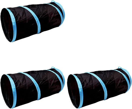 iCAGY Foldable Spiral Cat Tunnel - Ideal Indoor Toy for Small Cats, Kittens, and Rabbits - Collapsible Tube for Interactive Play and Outdoor Fun - Pet Activity Toy Black 20" 3 Pcs