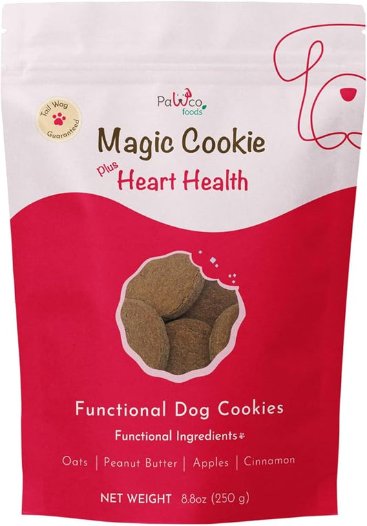 Pawco Dog Treats, Heart Health – Supports Heart Function & Vitality – Crunchy Dog Cookies with Peanut Butter, Apple & Taurine for Dogs – Functional & Healthy Rewards for Dogs – Magic Cookie – 8.8oz