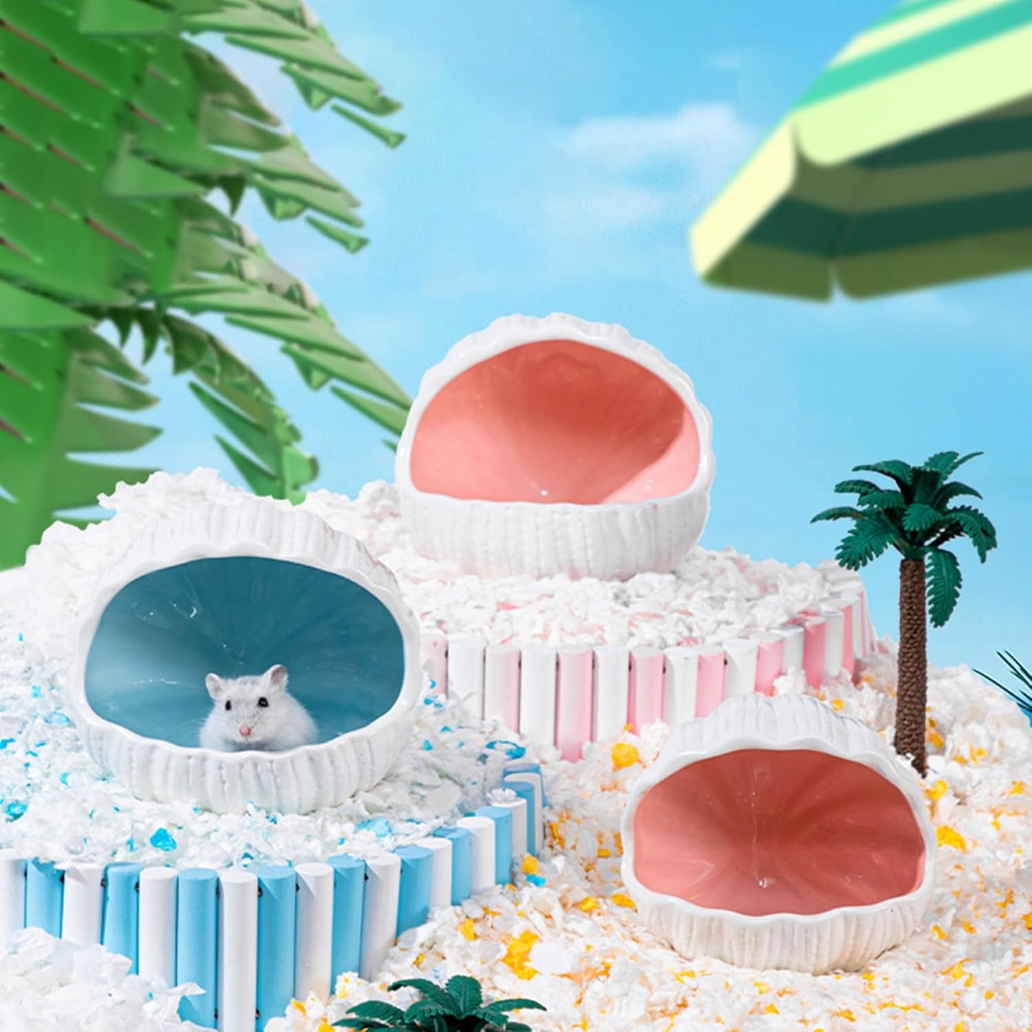 Ceramic Hamster Hideout Guinea Pigs House Guinea Pig Accessories Sand Bathes for Small Pets Hamster Accessories for Cages for Guinea Pigs Chinchillas Gerbils Hedgehogs (Blue)