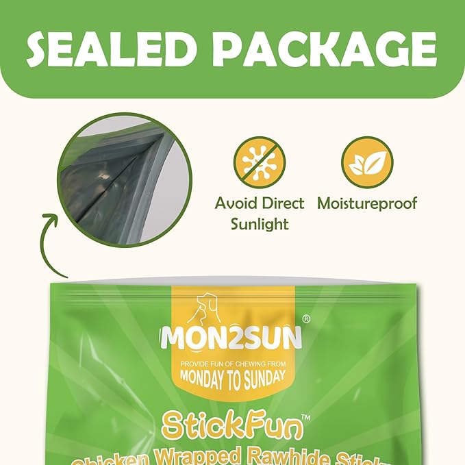 MON2SUN Dog Treats, Rawhide Twist Chicken Hide Sticks, Suitable for Puppy and Small Dogs, 5 Inch (Chicken, 14.11 oz)