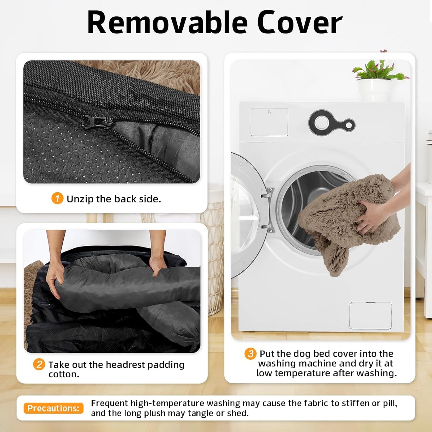 Calming Dog Bed Fluffy Plush Dog Mat for Furniture Protector with Removable Washable Cover for Large Medium Small Dogs and Cats (XS(31“x23.5”x5), Camel)