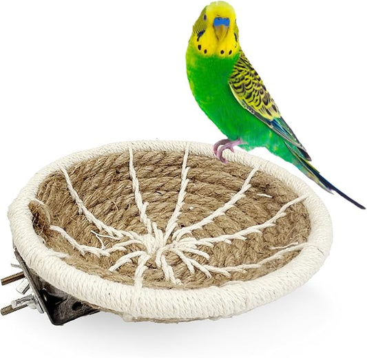Hamiledyi Bird Nest Handmade Weave Hemp Rope Bird Cage House Parakeet Nest Hatch House for Small Budgie Parakeet Cockatiel Conure Canary Finch Lovebird (Brown)