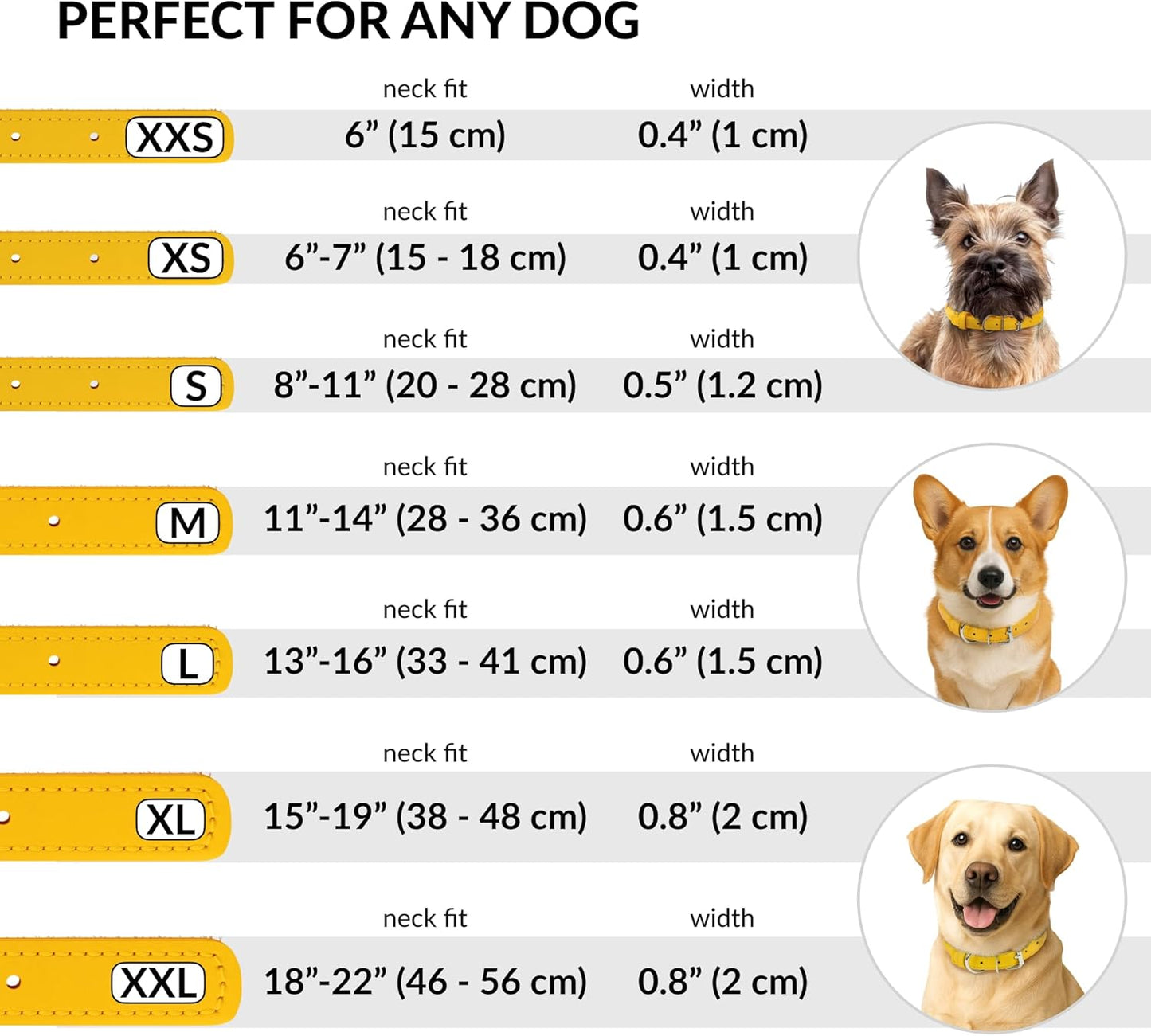 CollarDirect Rolled Leather Dog Collar, Soft Padded Round Puppy Collar, Handmade Genuine Leather Collar Dog Small Large Cat Collars 13 Colors (18-22 Inch, Yellow Textured)