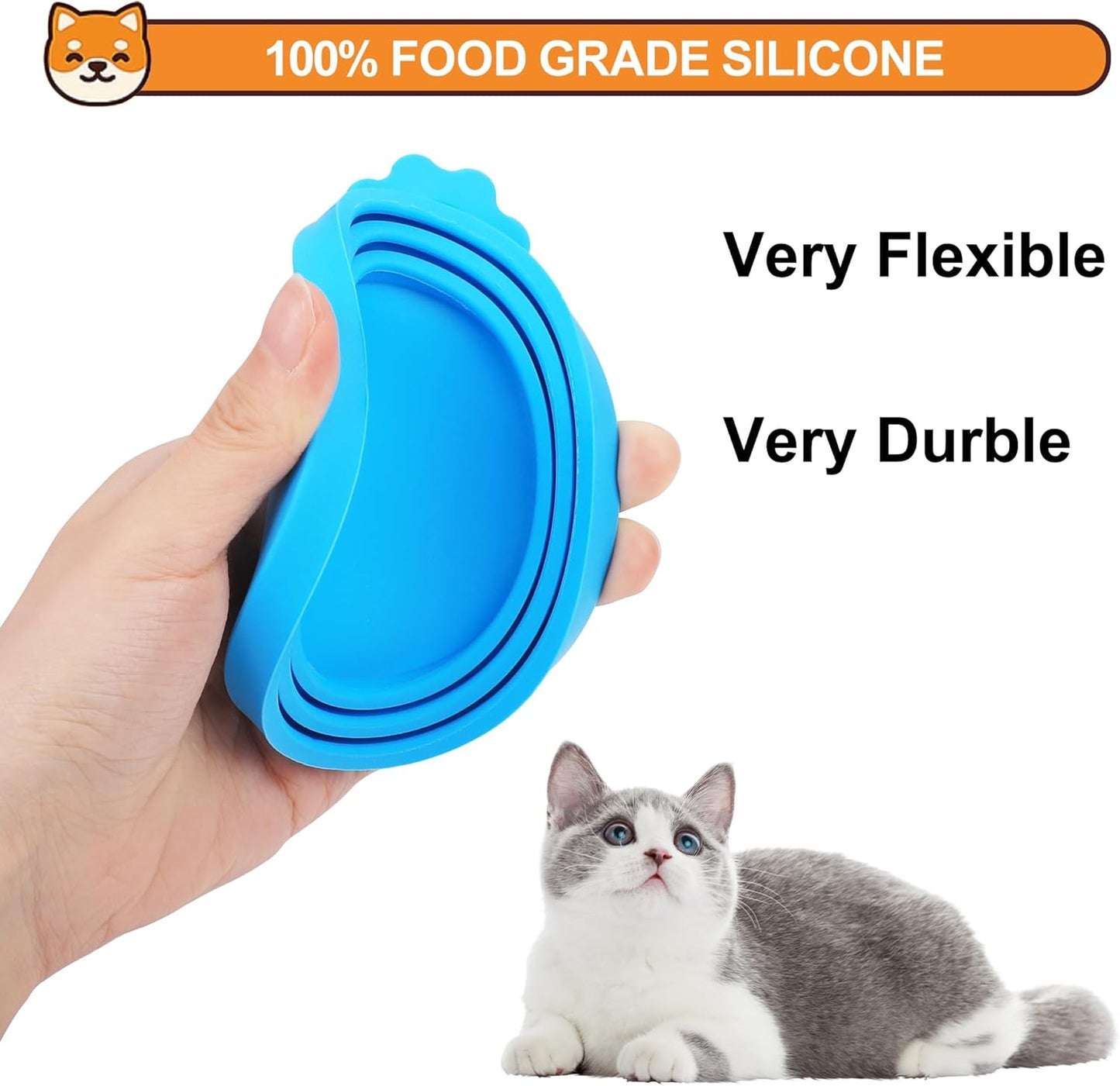 2 Pack Pet Food Can Covers, Silicone Universal Can Lids for Dog & Cat Food, BPA Free, One Fit Most Standard Size Can Lids Top Orange/Green