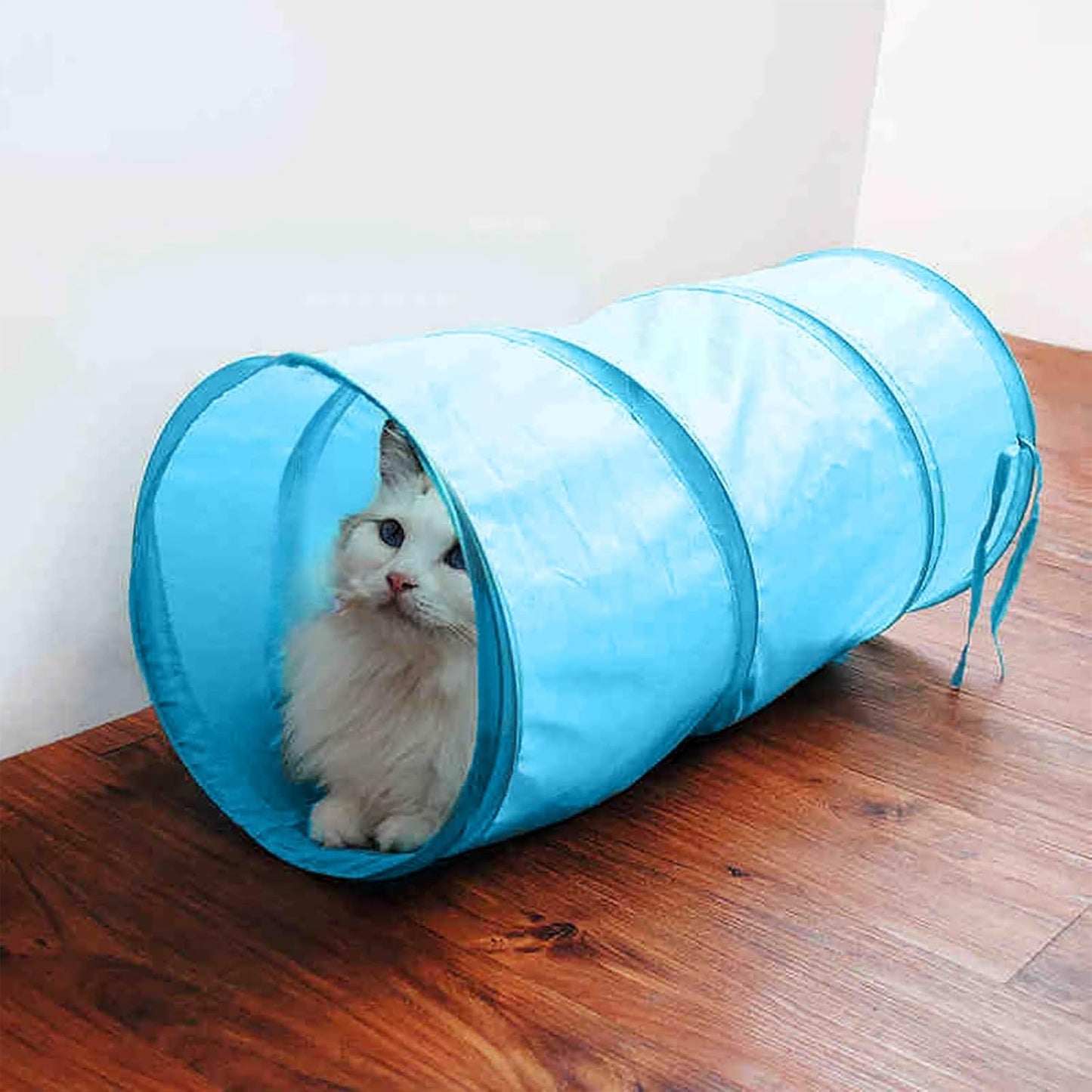 iCAGY Cat Tunnel for Indoor Cats Interactive, Rabbit Tunnel Toys, Pet Toys Play Tunnels for Cats Kittens Rabbits Puppies Crinkle Pop Up Sky Blue 20"