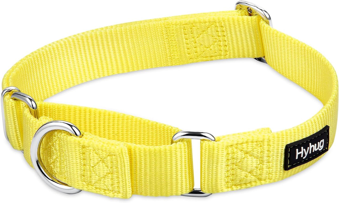 Hyhug Pets Premium Upgraded Heavy Duty Nylon Anti-Escape Medium Martingale Collar for Boy and Girl Dogs Comfy and Safe - Professional Training, Daily Use Walking. (Medium, Illuminating Yellow)