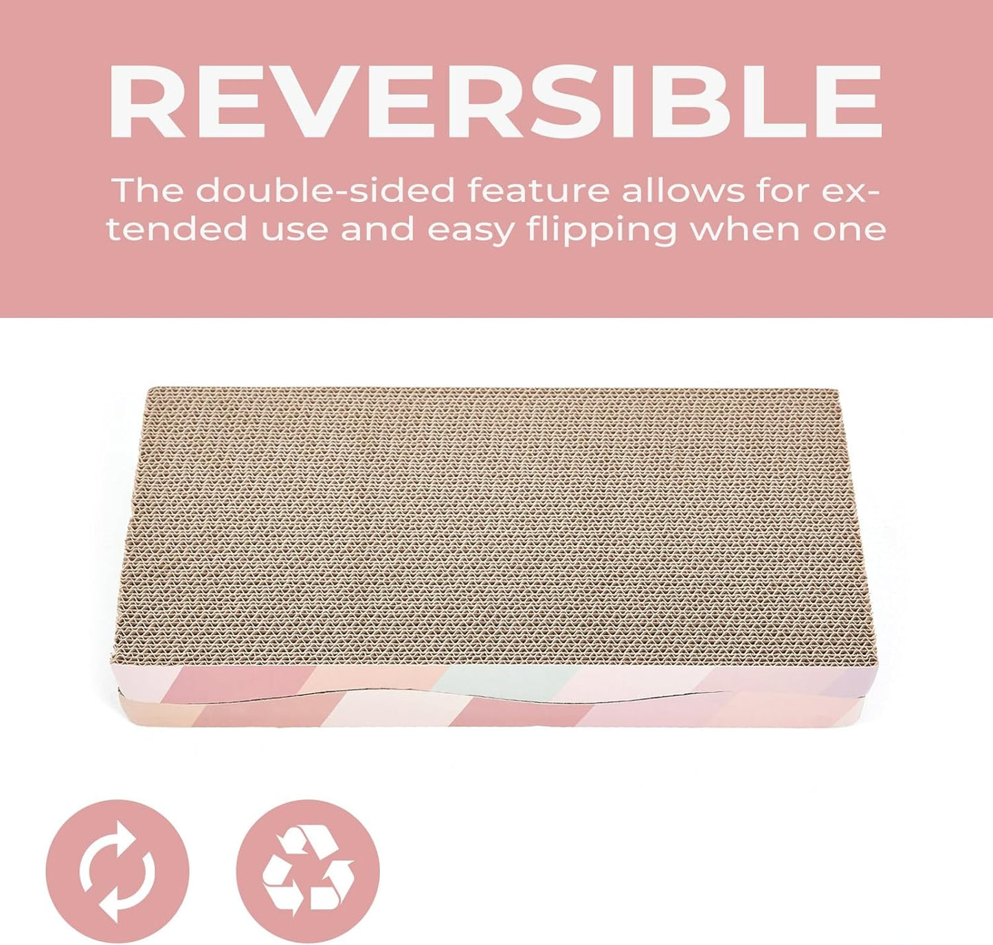 Cat Scratching Pads Cardboard Cat Scratchers for Indoor Cats Reversible Large Wide Corrugated with Catnip and Mini Toy (3pcs)