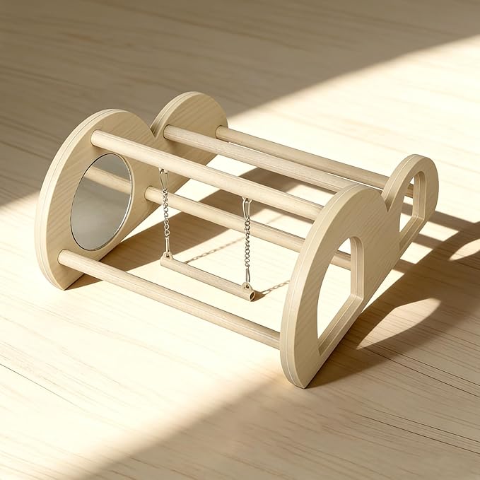 Chicken Perch with Swing & Mirror, Waterproof PVC Roosting Stand for Hens Activity Gym for Chicks & Bantams, Durable Easy-Clean Coop