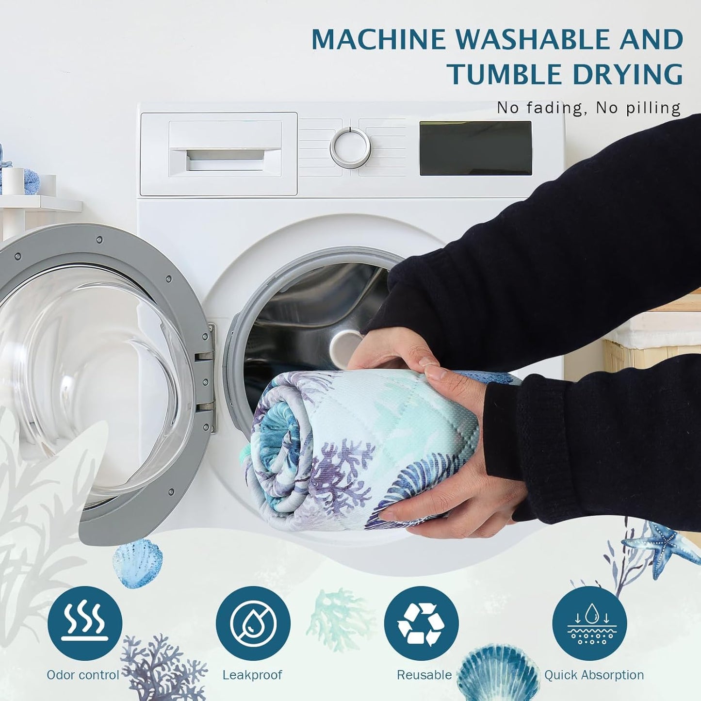 IEUUMLER Washable Pee Pads for Dogs, 1 Pack Reusable Waterproof Puppy Pads, Non-Slip Super Absorbent Dog Training Pad for Playpen Crate Bed EU012