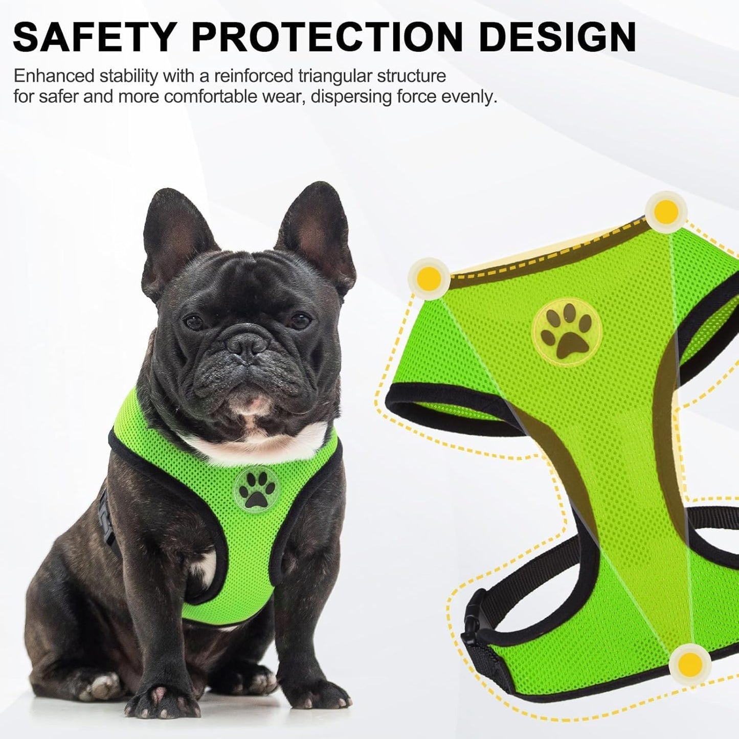 BINGPET No Pull Dog Harness,Soft Mesh Breathable All Weather Vest Harness,Safety Protection Design Durable Adjustable Step-in Easy Walk Dog Harness for Small Medium Large Dogs(Green,M)