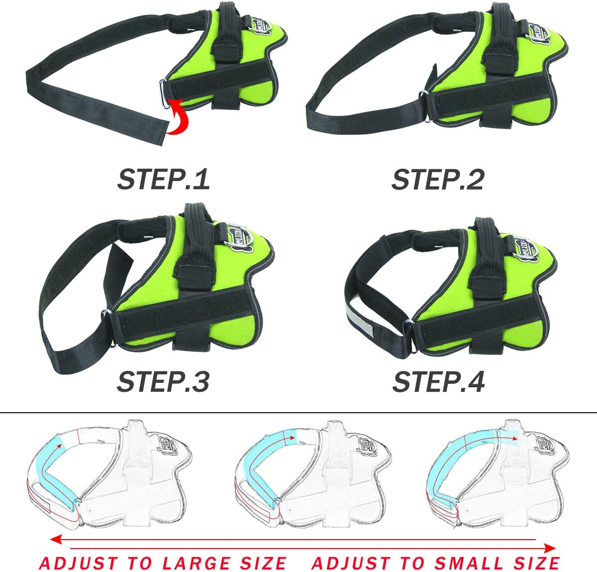 Bolux Dog Harness, No-Pull Reflective Dog Vest, Breathable Adjustable Pet Harness with Handle for Outdoor Walking - No More Pulling, Tugging or Choking (Green, M)