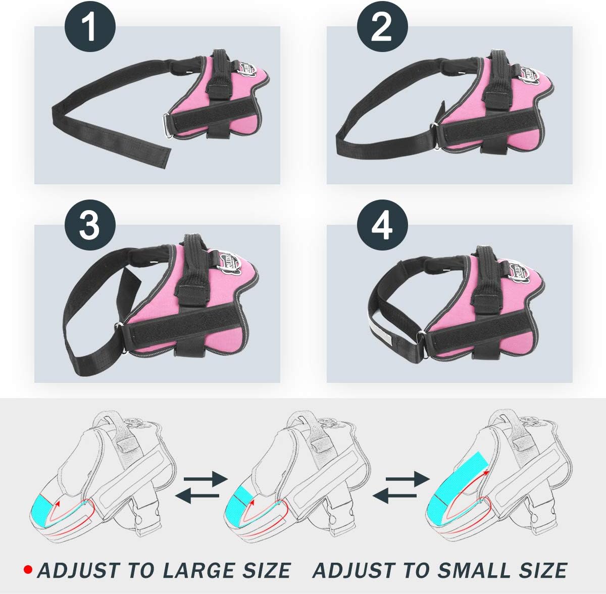 Bolux Dog Harness, No-Pull Reflective Dog Vest, Breathable Adjustable Pet Harness with Handle for Outdoor Walking - No More Pulling, Tugging or Choking (Pink, XS)